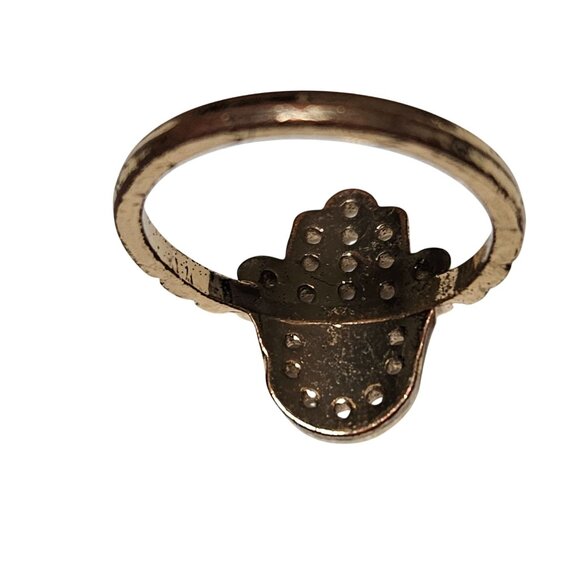Gold Tone Hamsa Hand Ring Intricate Detailing Fatima Protection Jewelry Women - Picture 4 of 5